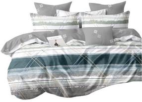 Patalynės užvalkalų komplektas PME-678, balta/pilka/tamsi turkio, 160 x 200 cm