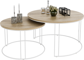 Kavos staliukų komplektas ADRK Etta, ąžuolo, 75 cm x 75 cm x 43 cm, 2 vnt.