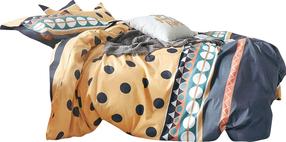 Patalynės užvalkalų komplektas PBS-768, garstyčių/tamsiai mėlyna/turkio, 200 x 220 cm