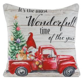 Kalėdinis dekoratyvinės pagalvėlės užvalkalas, kreminė/raudona, 45 cm x 45 cm