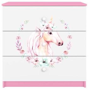 Komoda Kocot Kids Babydreams Horse, balta/rožinė, 41 cm x 80 cm x 80.5 cm