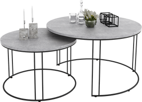 Kavos staliukų komplektas ADRK Etta, juodas/pilkas, 75 cm x 75 cm x 43 cm, 2 vnt.