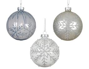 Eglutės žaisliukas Snowflake, (spalva/dizainas parenkami atsitiktine tvarka), 8 cm, stiklas