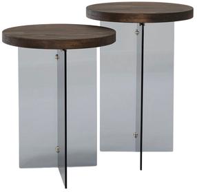 Kavos staliukų komplektas Kalune Design Serenity, riešuto/tamsiai pilka, 35 cm x 35 cm x 46 - 51 cm, 2 vnt.