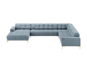 Kampinė sofa Micadoni Mamaia Velvet, šviesiai mėlyna, dešininė, 327 x 256 cm x 75 cm