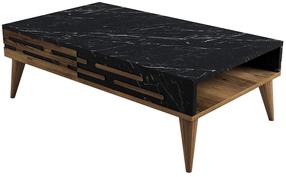 Kavos staliukas Kalune Design Valensiya, balta/juoda/riešuto, 105 cm x 60 cm x 34.6 cm