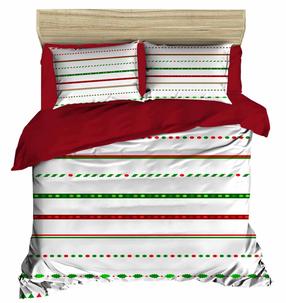 Kalėdinis patalynės užvalkalų komplektas Mijolnir 178PRL2109, baltas/raudonas/žalias, 200 x 220 cm
