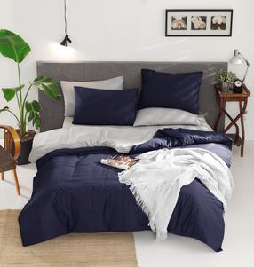 Patalynės užvalkalų komplektas Mijolnir Cift Yonlu 162ELR2294, pilka/tamsiai mėlyna, 200 x 220 cm