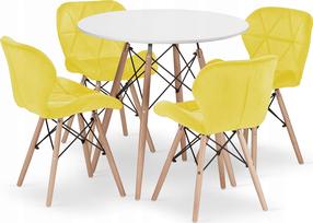 Valgomojo komplektas Leobert Todi Lago, baltas/geltonas/rudas