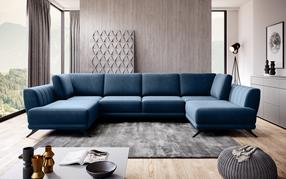 Kampinė sofa Larco Lukso 40, tamsiai mėlyna, 191 x 362 cm x 90 cm