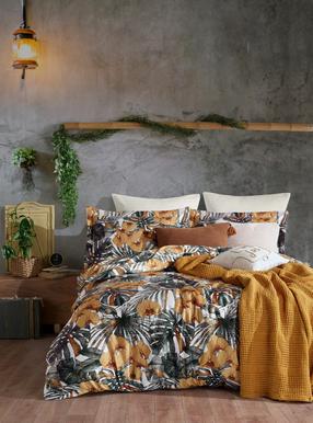 Patalynės užvalkalų komplektas Mijolnir Tropik 182TRK3471, baltas/juodas/geltonas, 200 x 220 cm