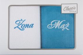 Vonios rankšluosčių rinkinys Husband/ Wife RH-19, balta/turkio, 90 cm x 50 cm, 2 vnt.