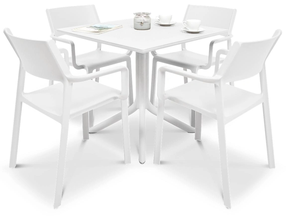 Lauko baldų komplektas Trill/Clip, baltas, 4 vietų