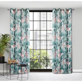 Naktinė užuolaida Madera, balta/rožinė/žalia, 140 cm x 250 cm