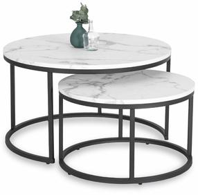 Kavos staliukų komplektas Dafne Max, baltas/juodas, 60 - 80 cm x 80 cm x 36.5 - 46.5 cm, 2 vnt.