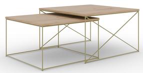 Kavos staliukų komplektas ADRK Licco 2in1, rudas/aukso, 65 - 75 cm, 2 vnt.