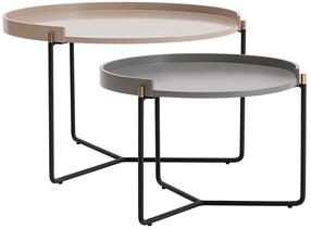 Kavos staliukų komplektas Kalune Design Mandy, smėlio, 80 cm x 80 cm x 51 cm, 2 vnt.