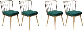 Kėdžių rinkinys Kalune Design 924 V4 974NMB1624, blizgi, aukso/žalia, 42 cm x 43 cm x 82 cm, 4 vnt.