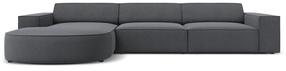 Kampinė sofa Micadoni Home Jodie Rounded 4 Seats, tamsiai pilka, kairinė, 284 x 166 cm x 70 cm
