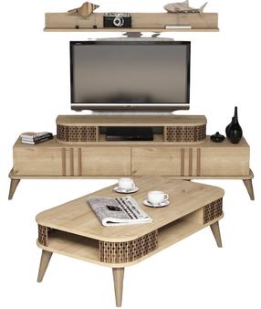 Svetainės baldų komplektas Kalune Design Eylul, vidaus, ąžuolo