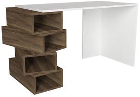 Rašomasis stalas su lentyna Kalune Design Jenga 745DCD3806, rudas/baltas