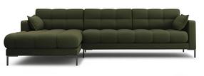 Kampinė sofa Micadoni Home Mamaia Structured, tamsiai žalia, kairinė, 293 x 185 cm x 75 cm