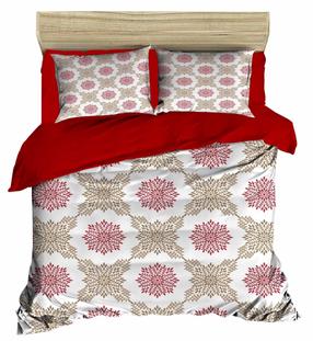 Kalėdinis patalynės užvalkalų komplektas Mijolnir 178PRL1292, balta/raudona/rožinė, 200 x 220 cm