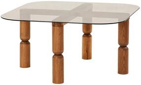 Kavos staliukas Kalune Design Kei, bronzos/riešuto, 80 cm x 80 cm x 40 cm