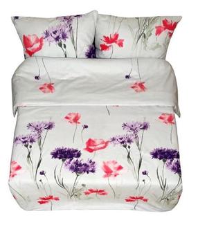 Antklodės užvalkalas Rustilė Field Flowers 1186, balta/žalia/rožinė, 140 cm x 200 cm