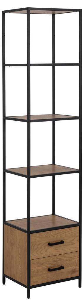 Pastatoma lentyna Seaford Bookcase, ąžuolo/juoda, 42 cm x 35 cm x 185 cm
