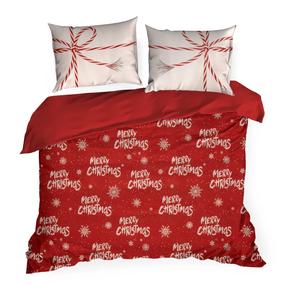 Kalėdinis patalynės užvalkalų komplektas PTR-07, raudonas, 140 x 200 cm