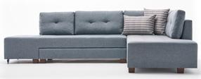 Kampinė sofa - lova Hanah Home Manama, žydra, dešininė, 206 x 280 cm x 85 cm