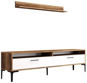 Svetainės baldų komplektas Kalune Design Istanbul, vidaus, balta/riešuto