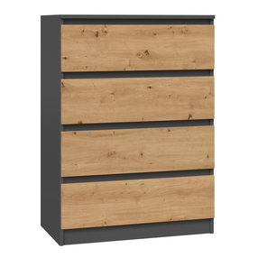 Komoda Malwa M4, antracito/ąžuolo, 40 cm x 70 cm x 90 cm