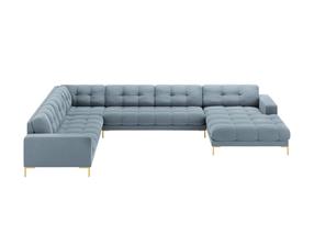 Kampinė sofa Micadoni Mamaia Velvet, šviesiai mėlyna, kairinė, 327 x 256 cm x 75 cm