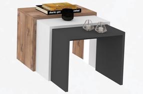 Žurnalinis staliukas Kalune Design Gül, rudas/baltas/juodas, 29.6 cm x 50 cm x 36 - 40 cm