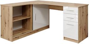 Kampinis rašomasis stalas Robert, baltas/rusva