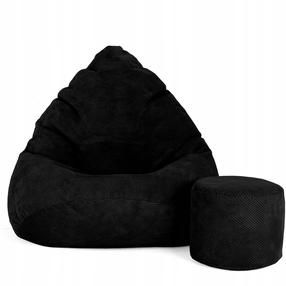 Sėdmaišis su pufu Sako Mega Dot Velour XXL, juodas