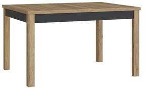 Valgomojo stalas išskleidžiamas Forte Joakimis, ąžuolo/juoda, 120.4 - 160.4 cm x 80 cm x 76.6 cm