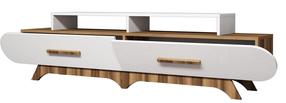 TV staliukas Kalune Design Flora, balta/riešuto, 205 cm x 36.8 cm x 50 cm