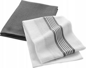  Virtuvinių rankšluosčių rinkinys Douceur d`Interieur Grand Chef, baltas/pilkas, 70 cm x 50 cm, 2 vnt.