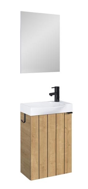 Pakabinama vonios spintelė su veidrodžiu Masterjero Lamello, ruda, 46 cm x 34 cm x 68 cm