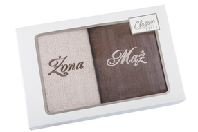 Vonios rankšluosčių rinkinys Mariall Husband/ Wife RH-09, ruda/smėlio, 90 cm x 50 cm, 2 vnt.