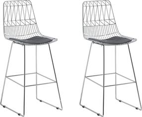 Kėdžių rinkinys Beliani Preston, blizgi, sidabro/juoda, 55 cm x 50 cm x 113 cm, 2 vnt.