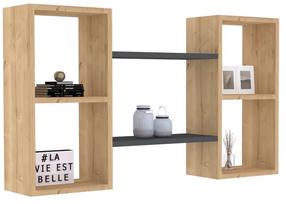 Sieninė lentyna Kalune Design Bambi 835PUQ1671, antracito/ąžuolo, 19.6 cm x 105 cm x 60 cm