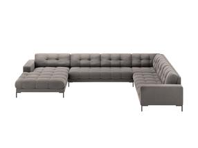 Kampinė sofa Micadoni Mamaia Velvet, šviesiai pilka, dešininė, 327 x 256 cm x 75 cm