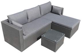 Lauko baldų komplektas Lizbona, grafito, 3 vietų