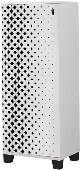 Batų dėžė Kalune Design Filinta 804, balta/juoda, 38 cm x 50 cm x 127 cm