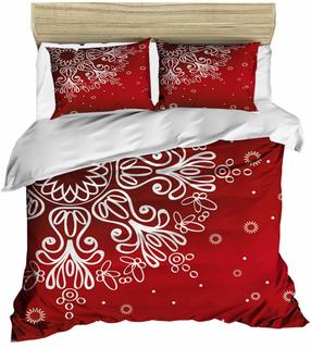 Kalėdinis patalynės užvalkalų komplektas Mijolnir 178PRL1177, baltas/raudonas, 160 x 220 cm