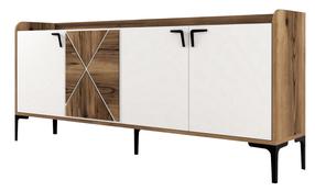 Komoda Kalune Design Venedik 845HCT5309, balta/riešuto, 180 cm x 35 cm x 78 cm